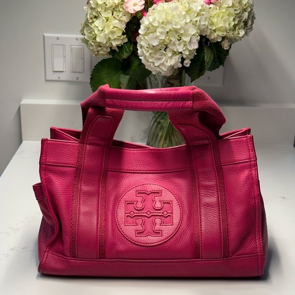 Tory Burch Fuchsia Leather Tote - Picture 1 of 13